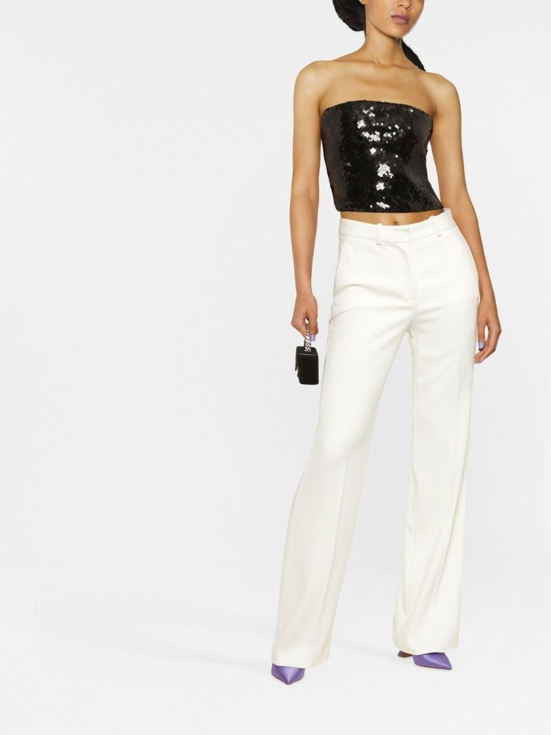 Black Strapless Sequin-embellished Top