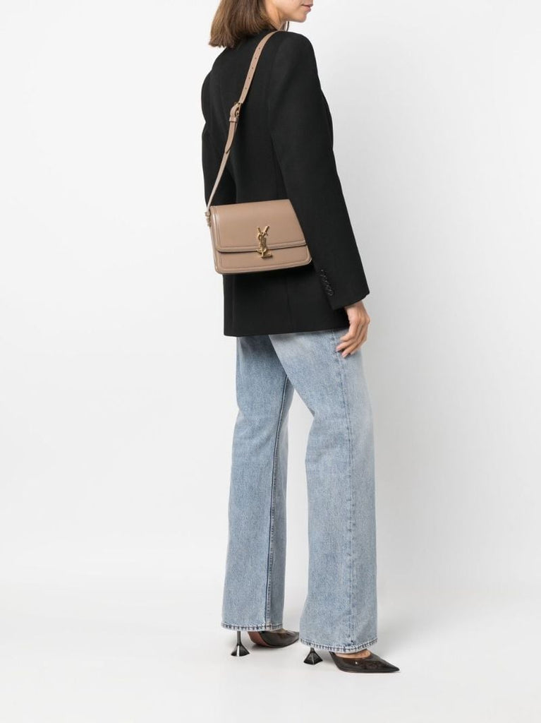 Beige Solferino Logo Plaque Cross Body Bag