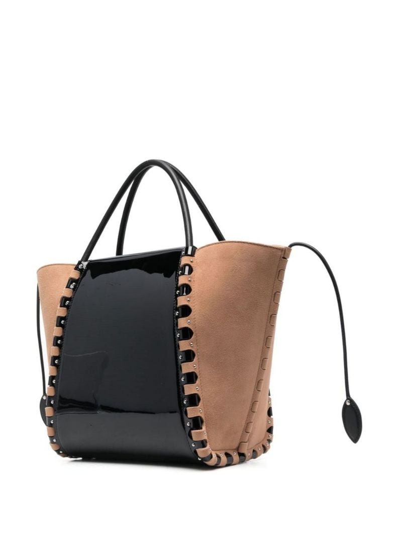 Neutral Le Hinge Two-tone Leather Tote Bag