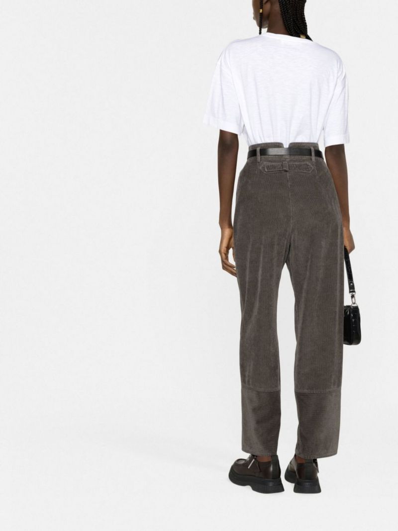 Green Corduroy Cotton Cargo Trousers