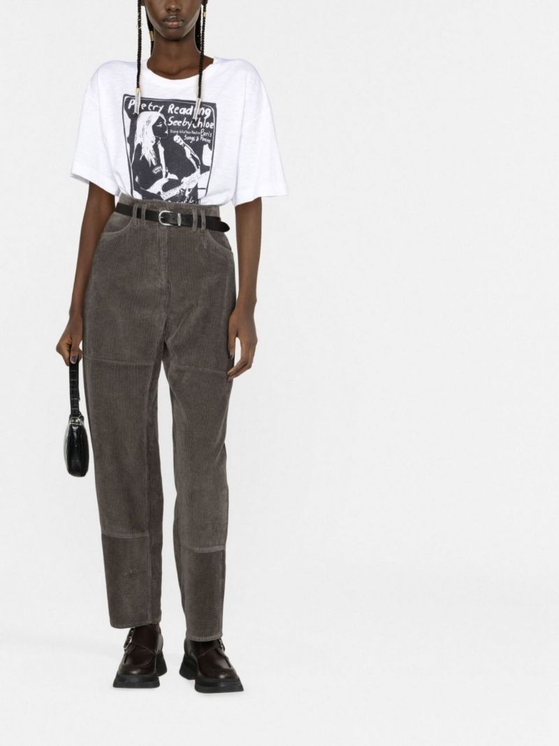 Green Corduroy Cotton Cargo Trousers