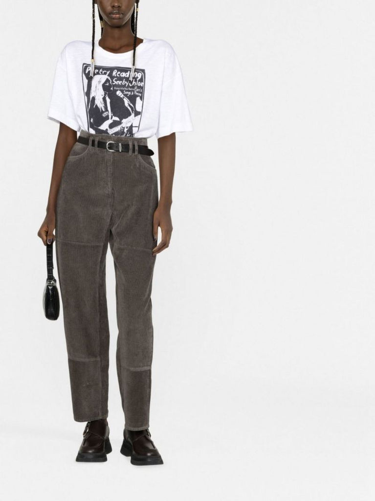 Green Corduroy Cotton Cargo Trousers
