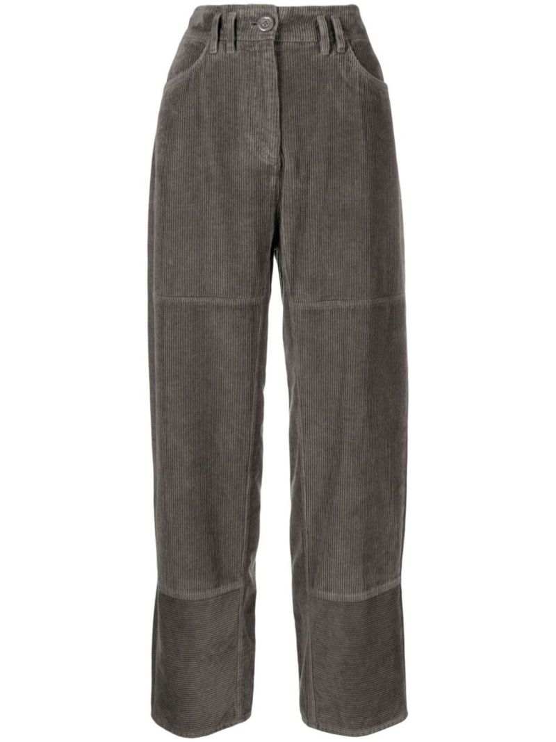 Green Corduroy Cotton Cargo Trousers