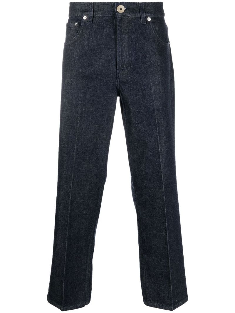 Blue Mid-rise Straight-leg Jeans