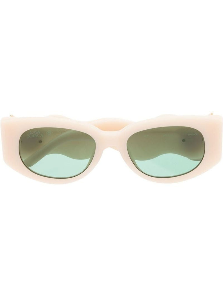 Neutral Memphis Oval Frame Sunglasses