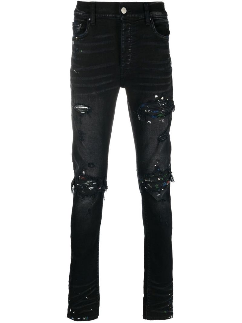 Black Mx1 Paint Splatter Skinny Jeans