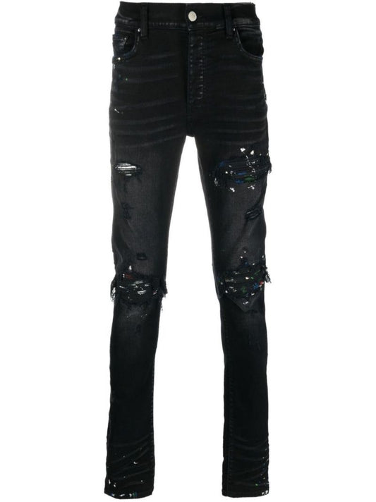 Black Mx1 Paint Splatter Skinny Jeans