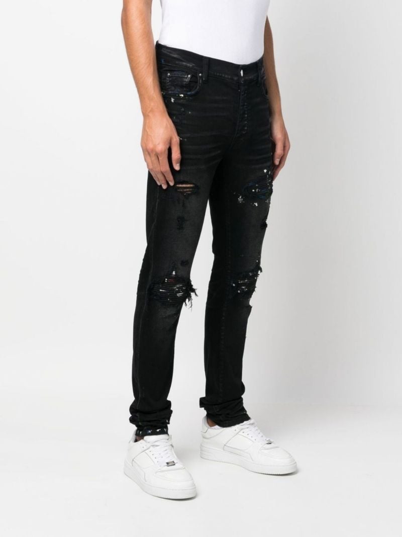 Black Mx1 Paint Splatter Skinny Jeans