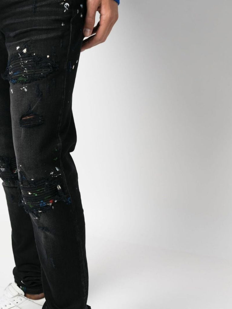 Black Mx1 Paint Splatter Skinny Jeans