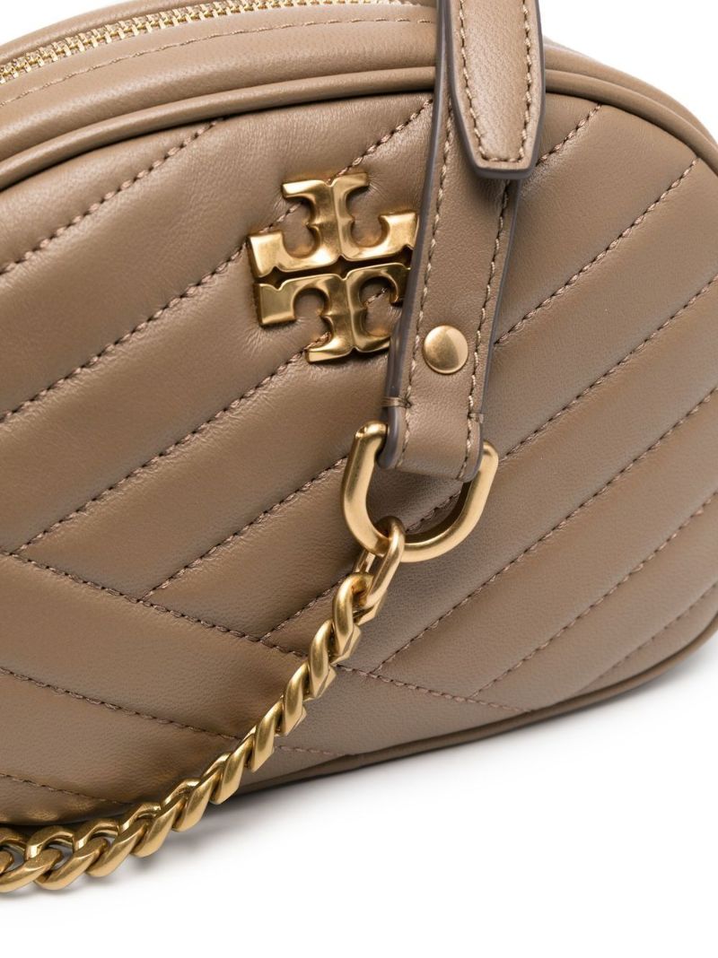 Brown Kira Chevron Leather Shoulder Bag
