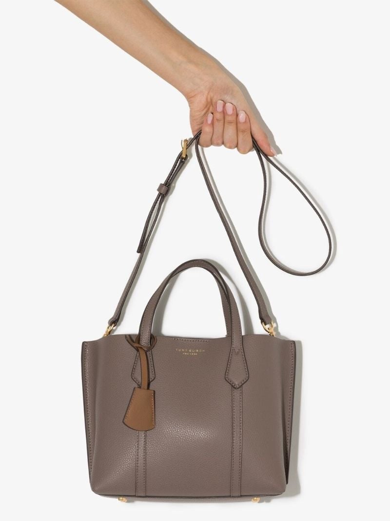 Beige Small Triple Leather Tote Bag