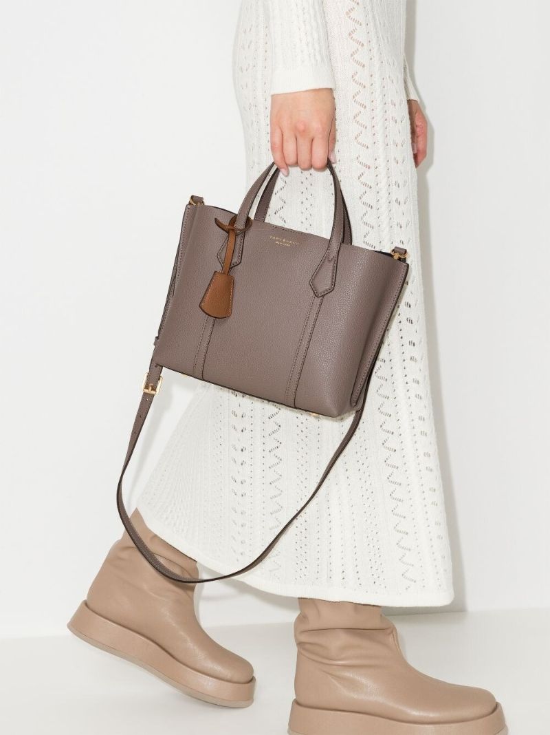 Beige Small Triple Leather Tote Bag