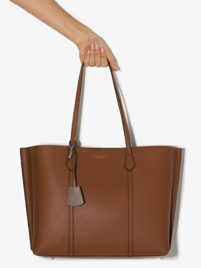Brown Perry Triple Compartment Leather Tote Bag