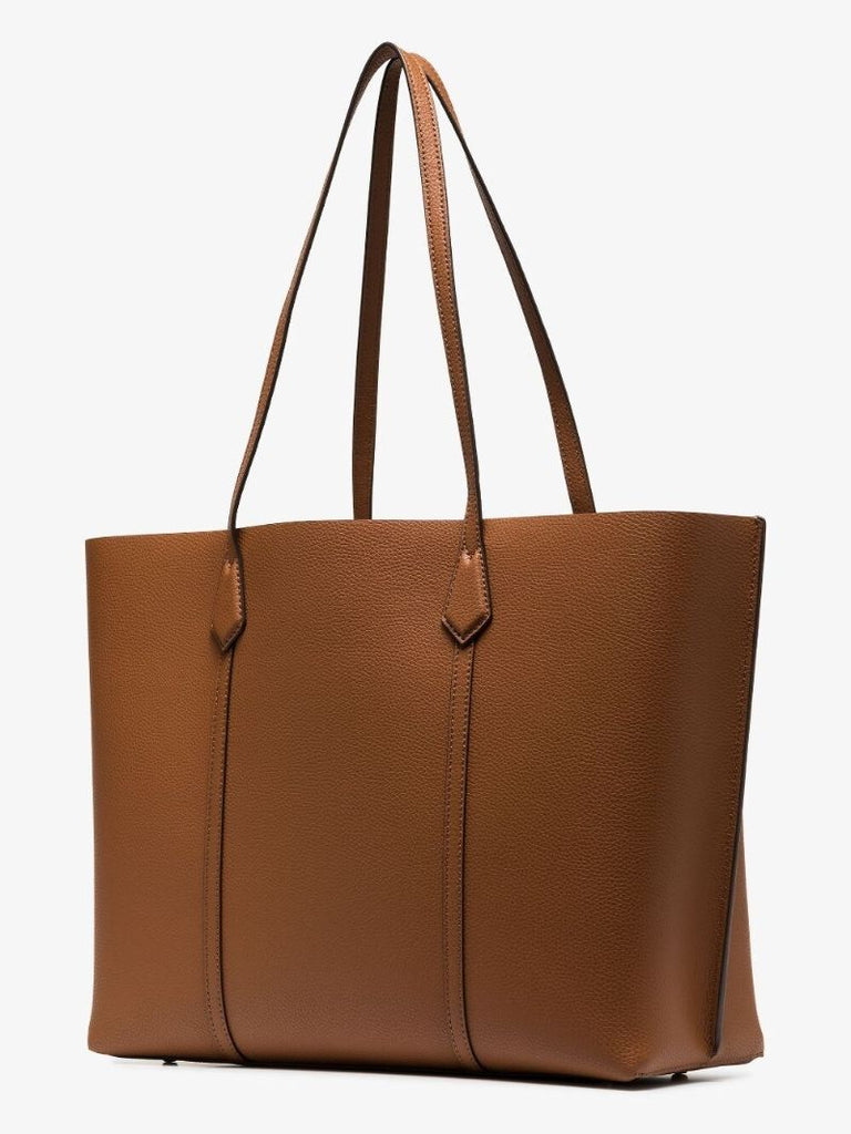 Brown Perry Triple Compartment Leather Tote Bag
