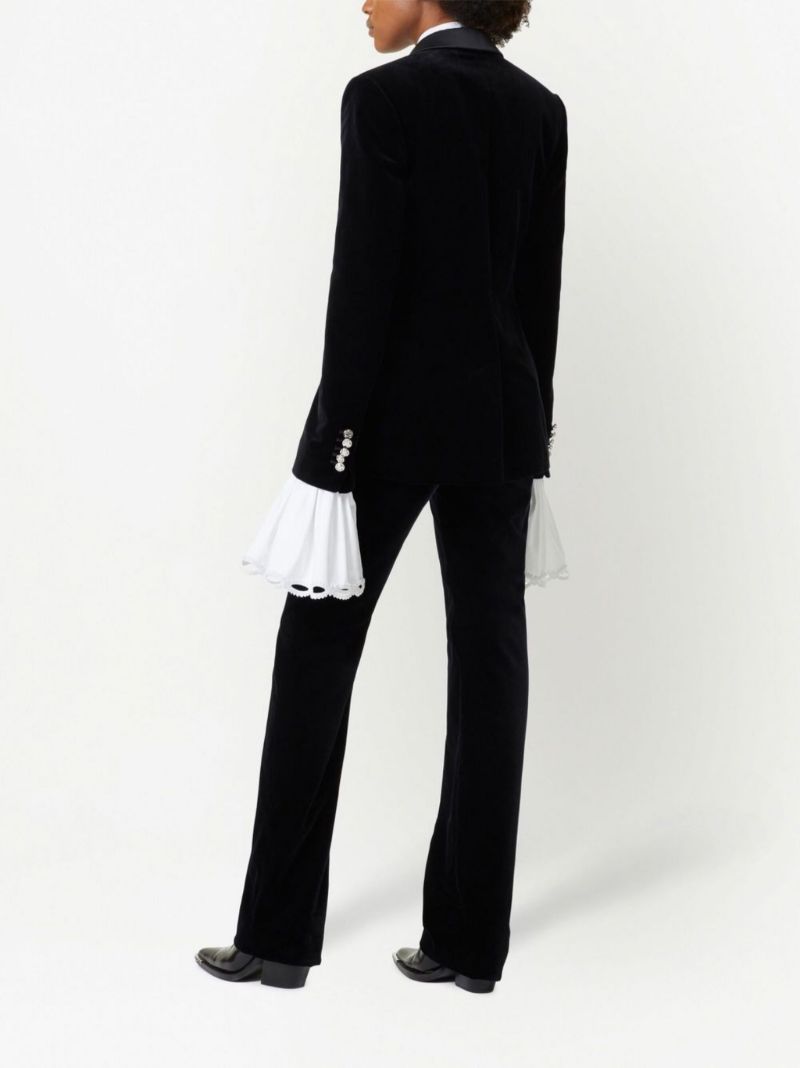 Black Single-breasted Velvet Blazer