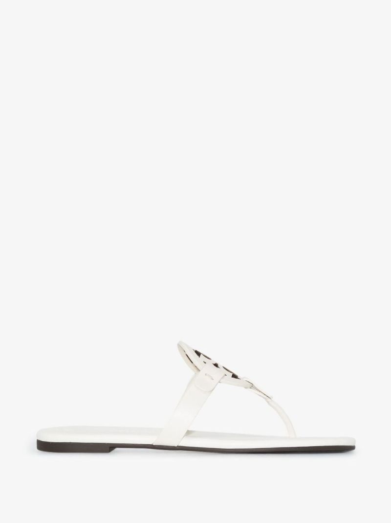 White Miller Logo Leather Sandals