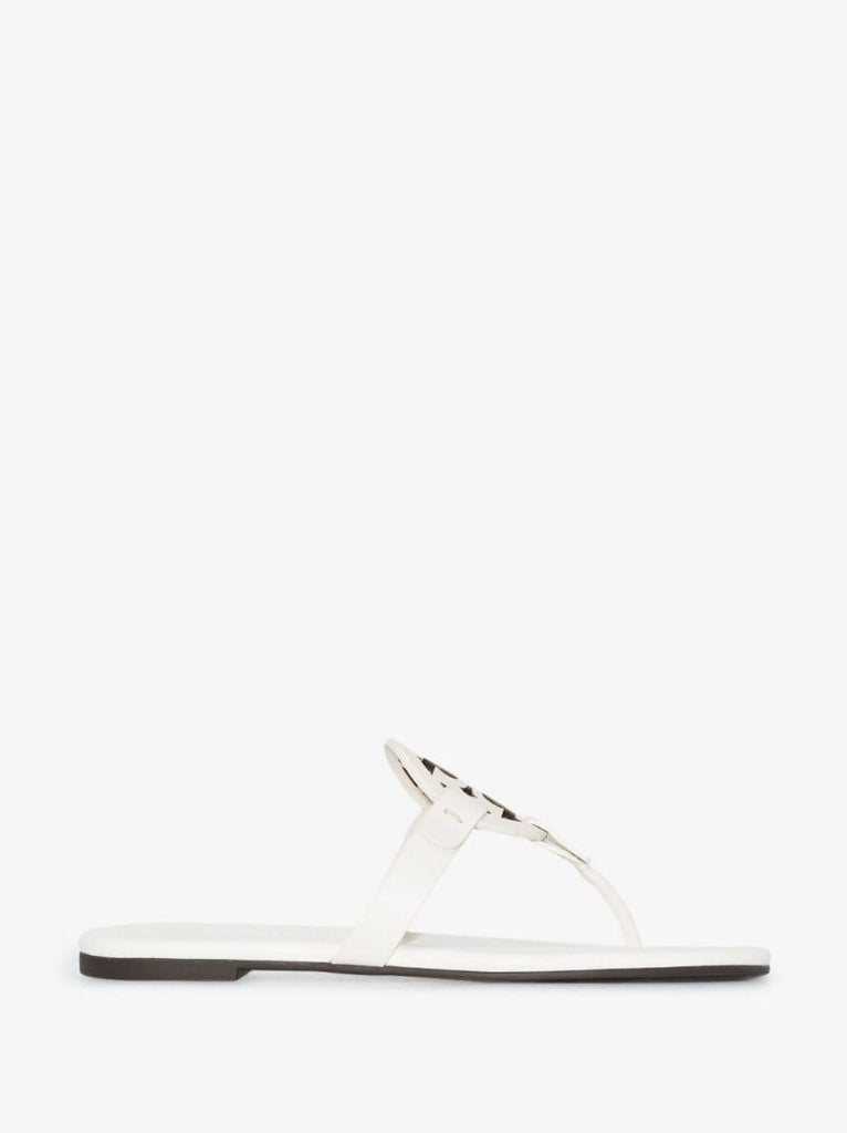 White Miller Logo Leather Sandals