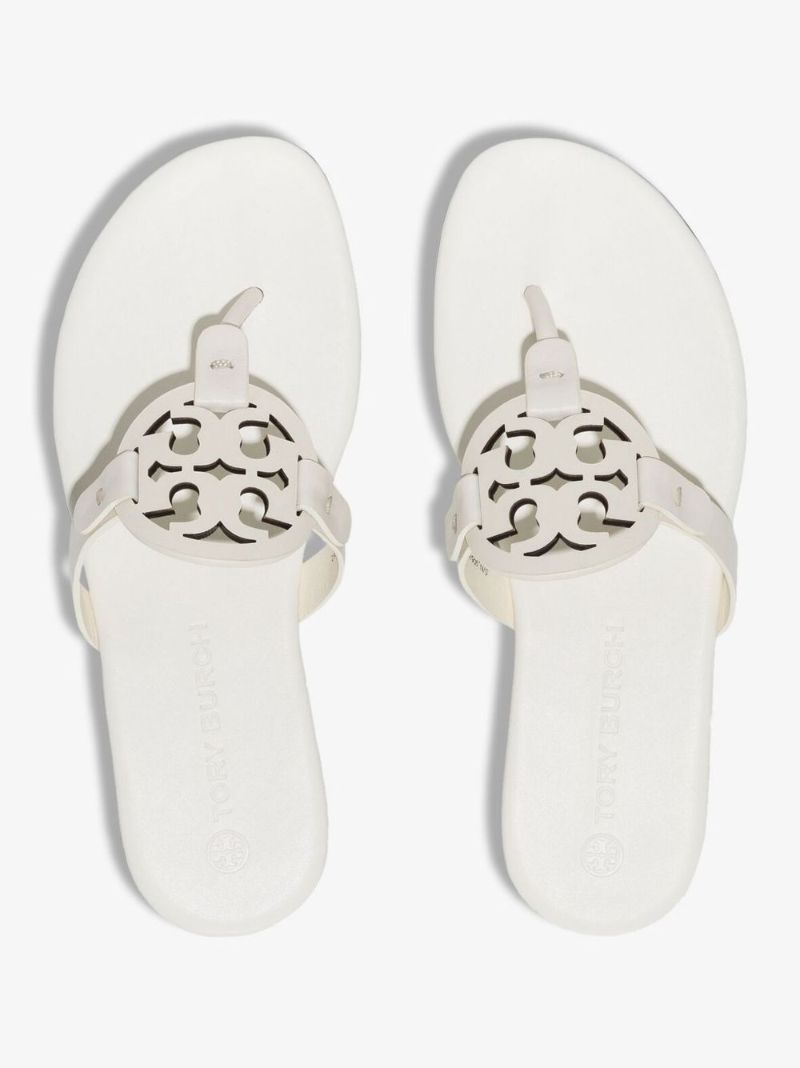 White Miller Logo Leather Sandals