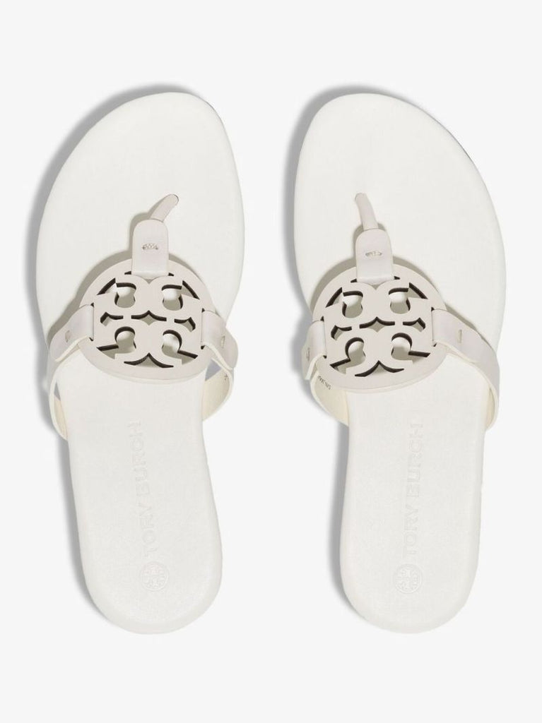 White Miller Logo Leather Sandals
