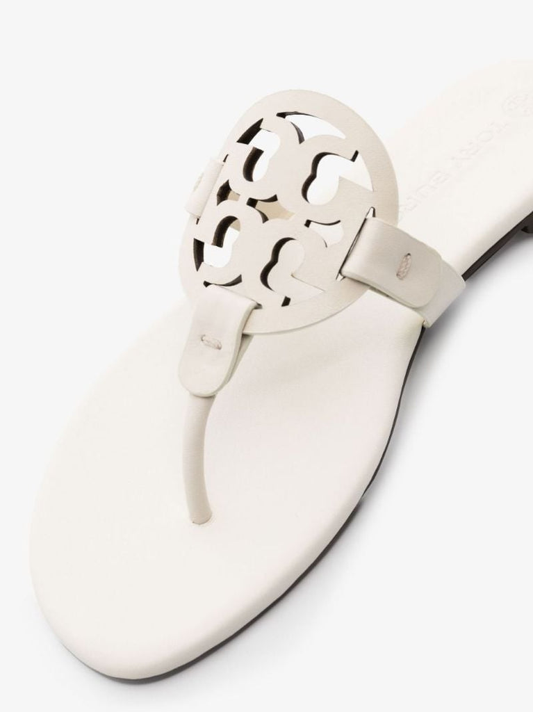 White Miller Logo Leather Sandals
