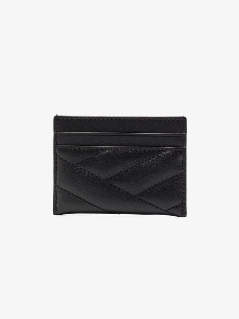 Black Kira Chevron Leather Card Holder