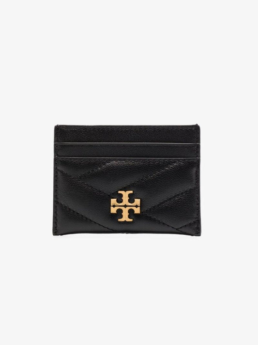 Black Kira Chevron Leather Card Holder