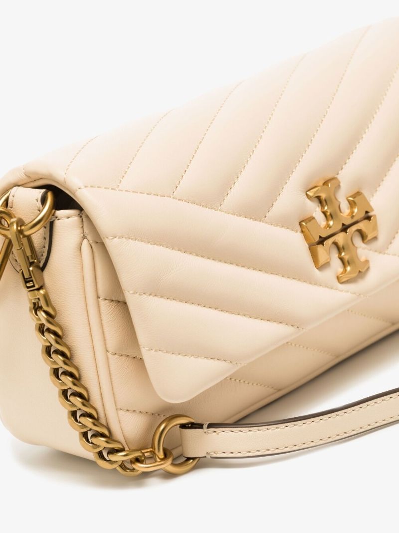 Neutral Kira Chevron Leather Shoulder Bag