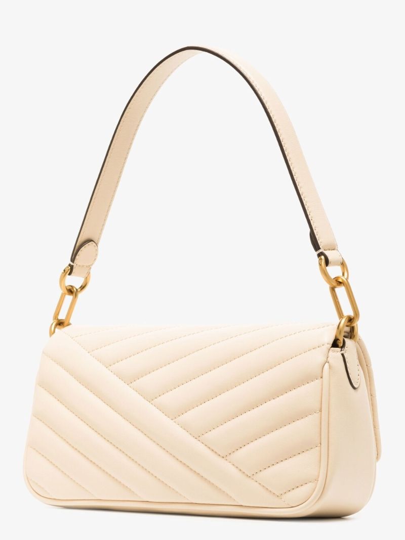 Neutral Kira Chevron Leather Shoulder Bag