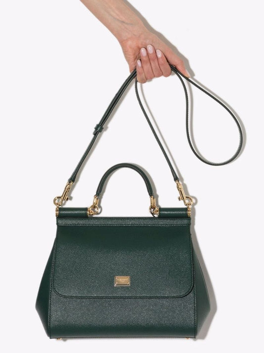 Green Sicily Medium Leather Tote Bag