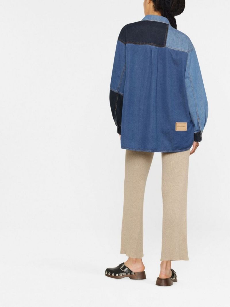 Blue Patchwork Denim Shirt