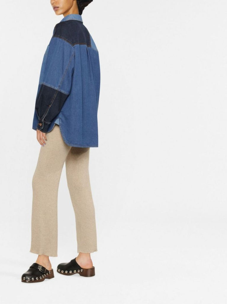 Blue Patchwork Denim Shirt