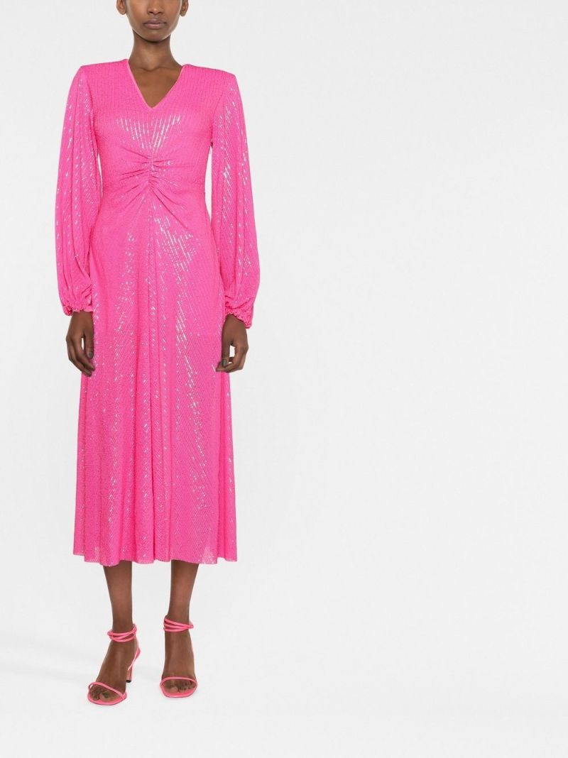 Pink Sequin Embellished Midi Dress