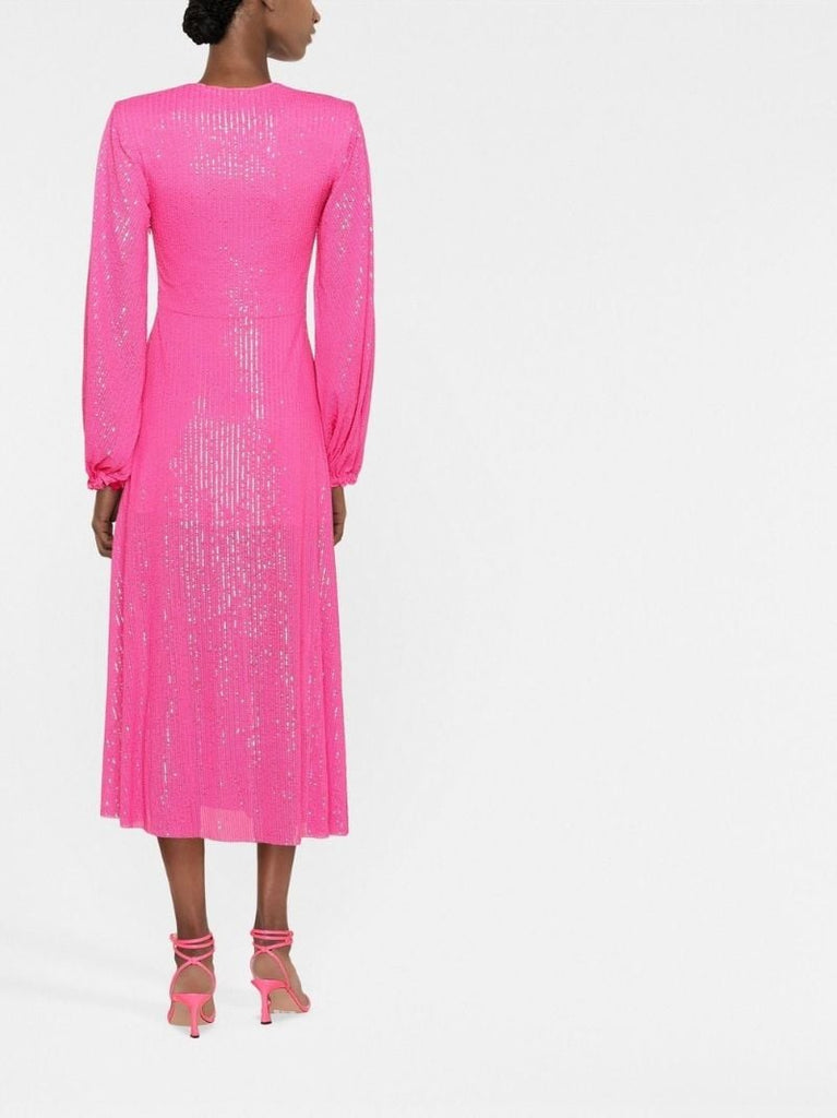 Pink Sequin Embellished Midi Dress