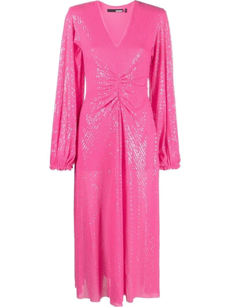 Pink Sequin Embellished Midi Dress