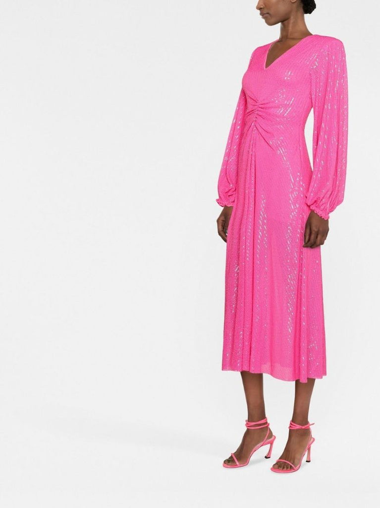 Pink Sequin Embellished Midi Dress