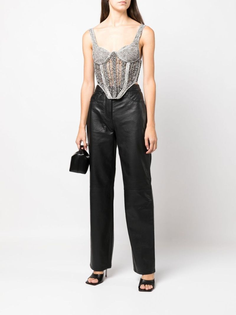 Black Mesh Panelled Corset Top
