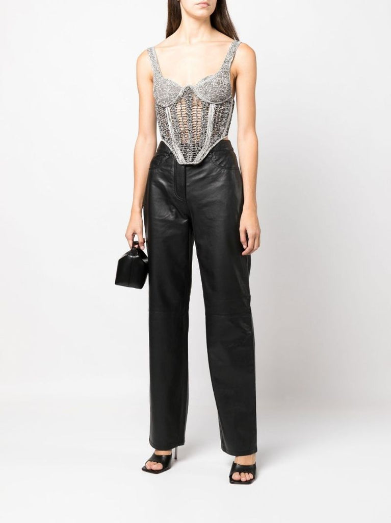 Black Mesh Panelled Corset Top