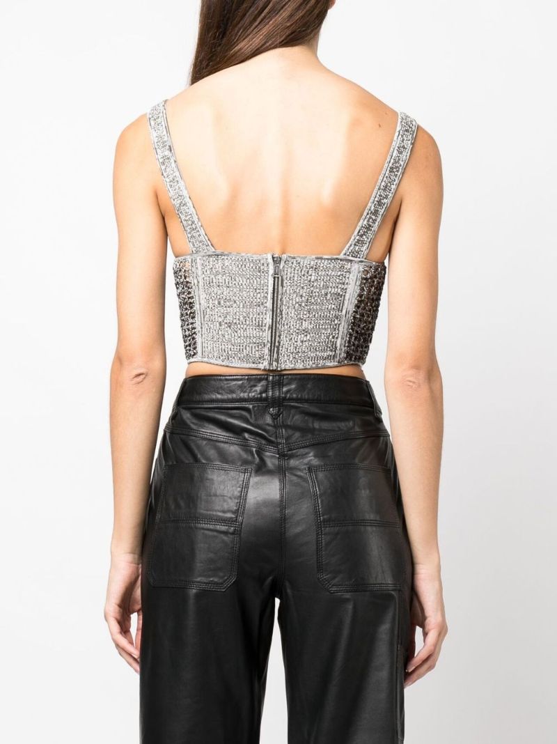 Black Mesh Panelled Corset Top