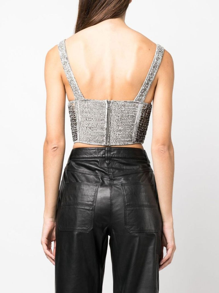 Black Mesh Panelled Corset Top