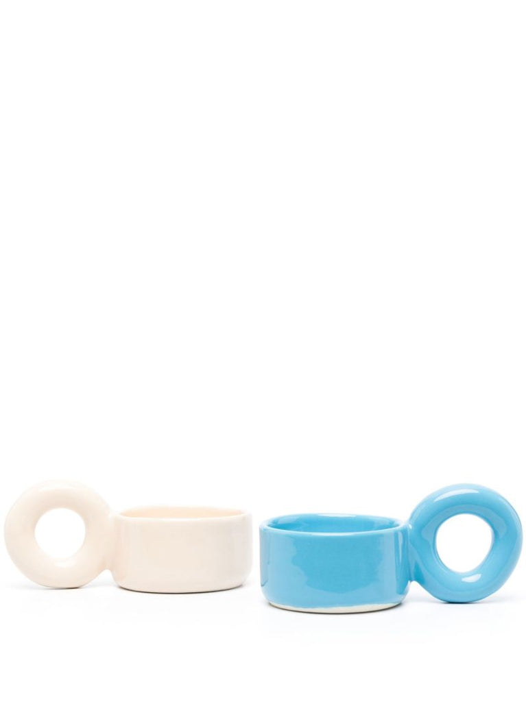 Beige and Blue Big Loop Cup Set