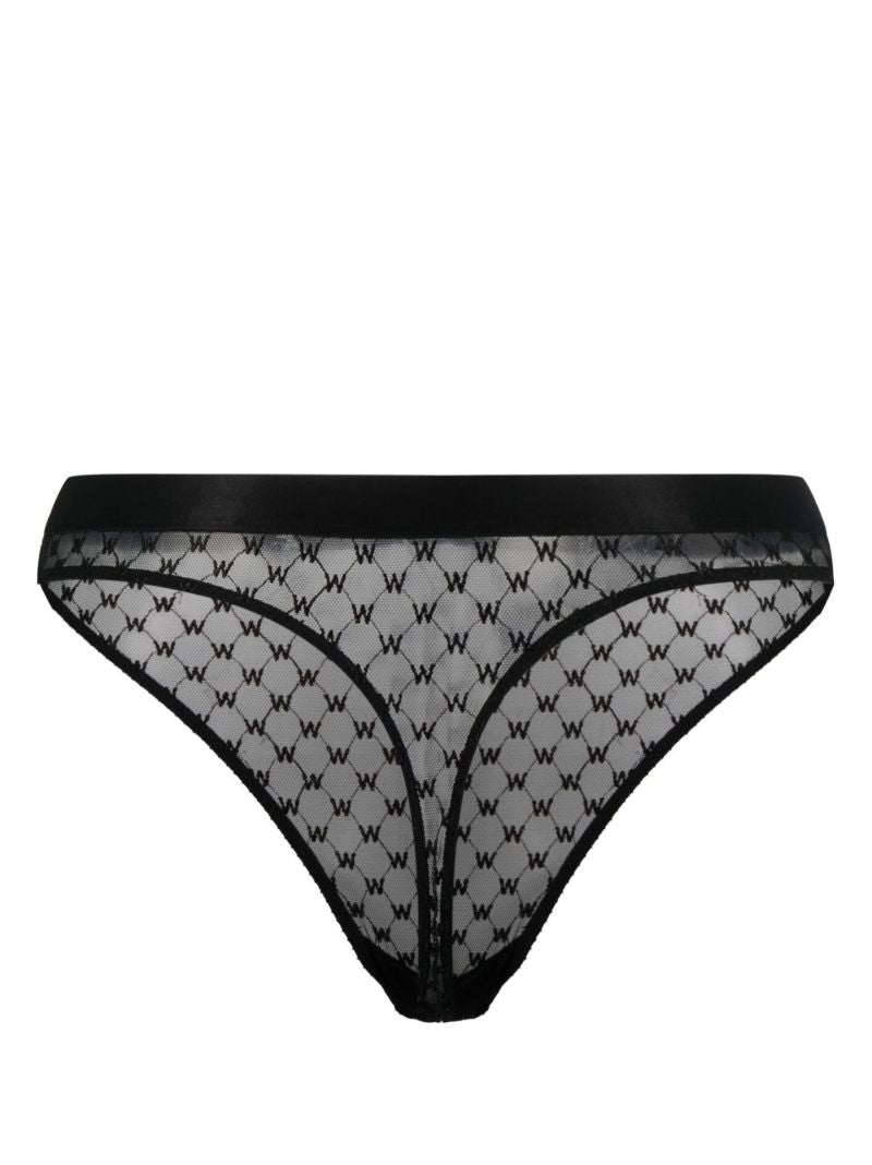 Black Sheer Logo Thong