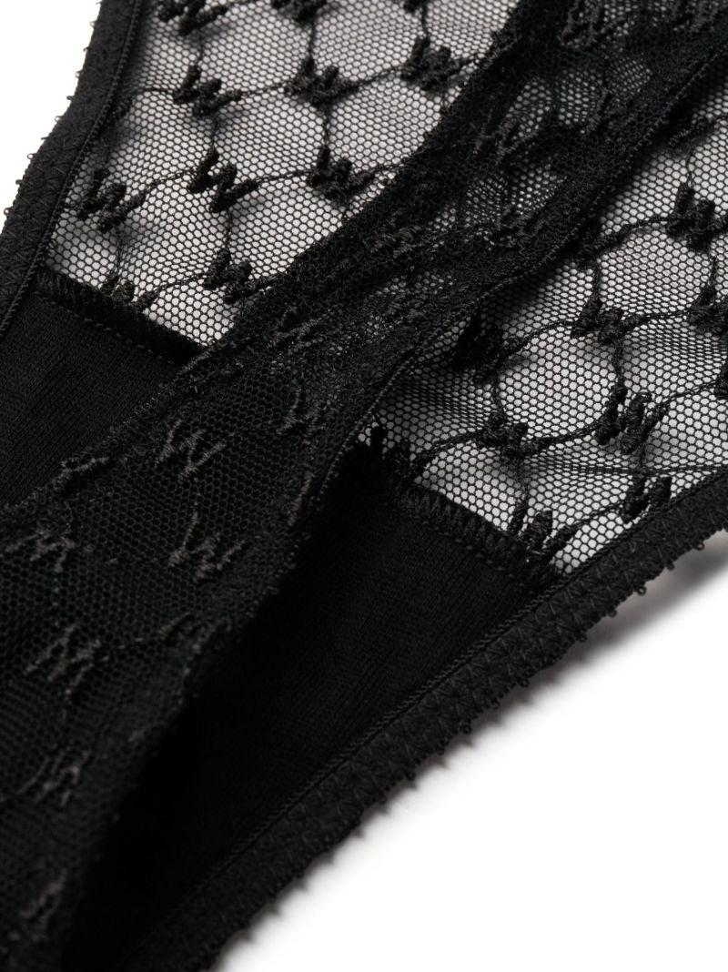 Black Sheer Logo Thong