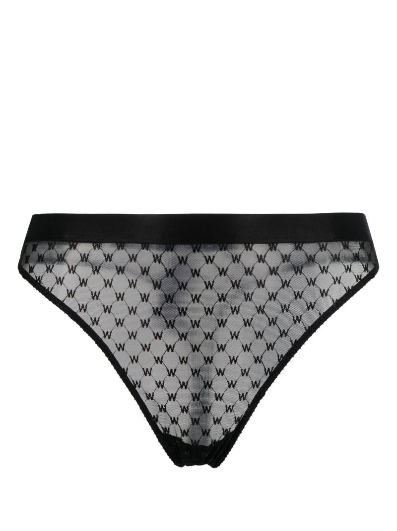 Black Sheer Logo Thong