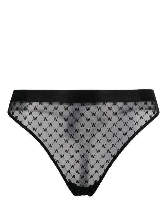 Black Sheer Logo Thong