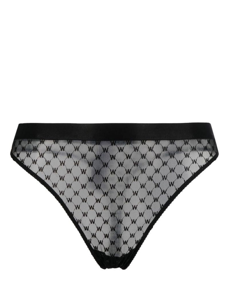 Black Sheer Logo Thong