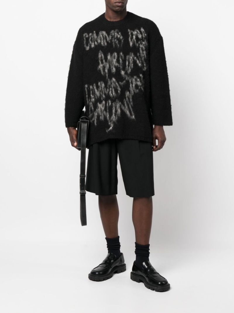Black Logo Intarsia Wool Sweater