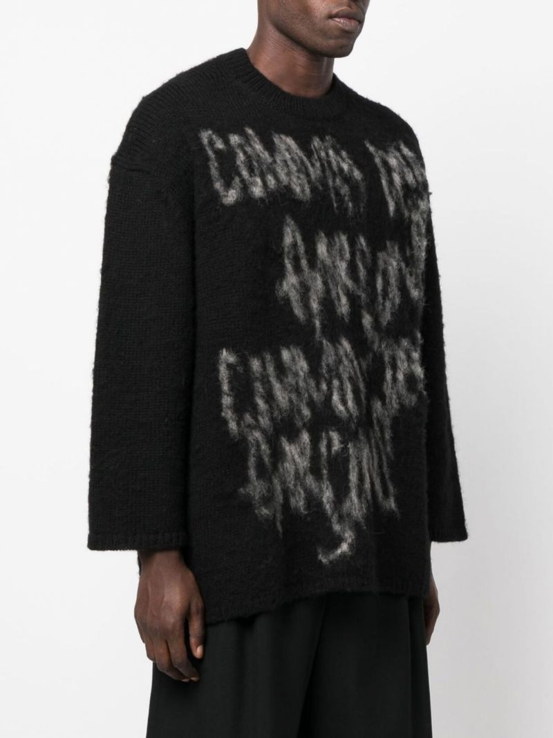 Black Logo Intarsia Wool Sweater