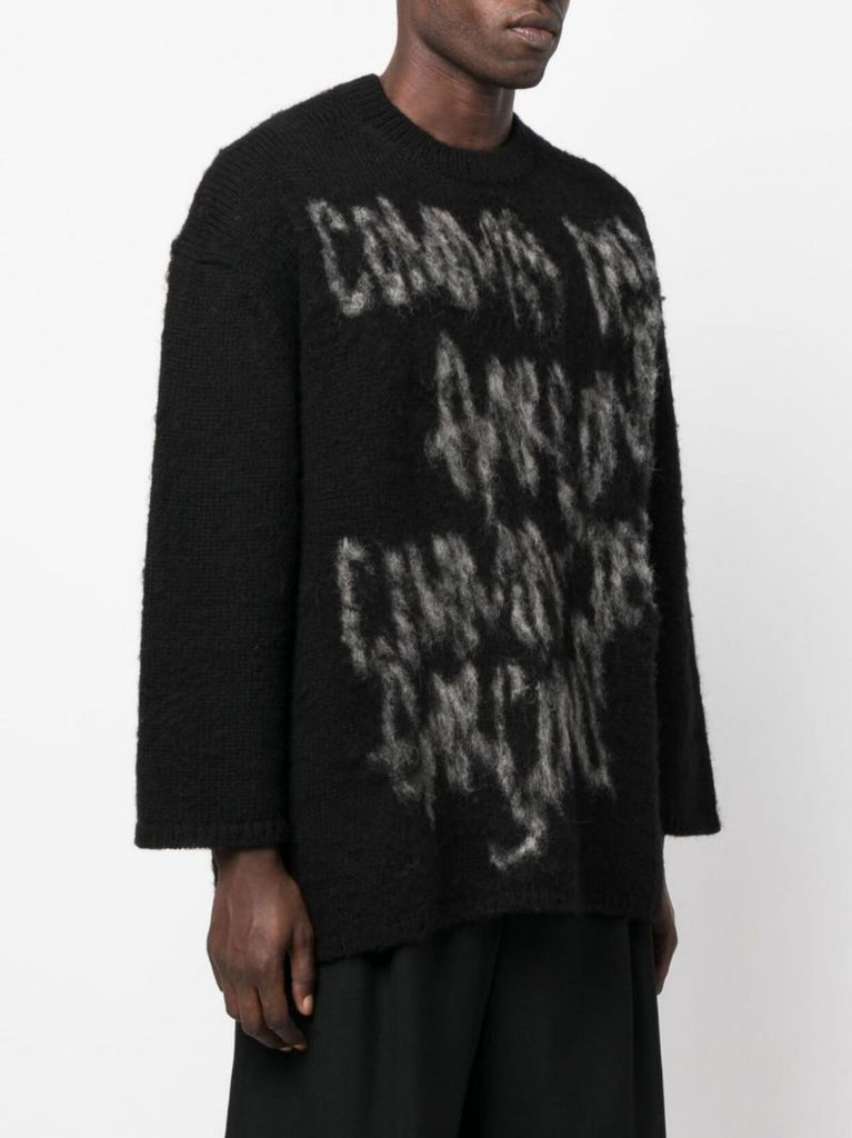 Black Logo Intarsia Wool Sweater