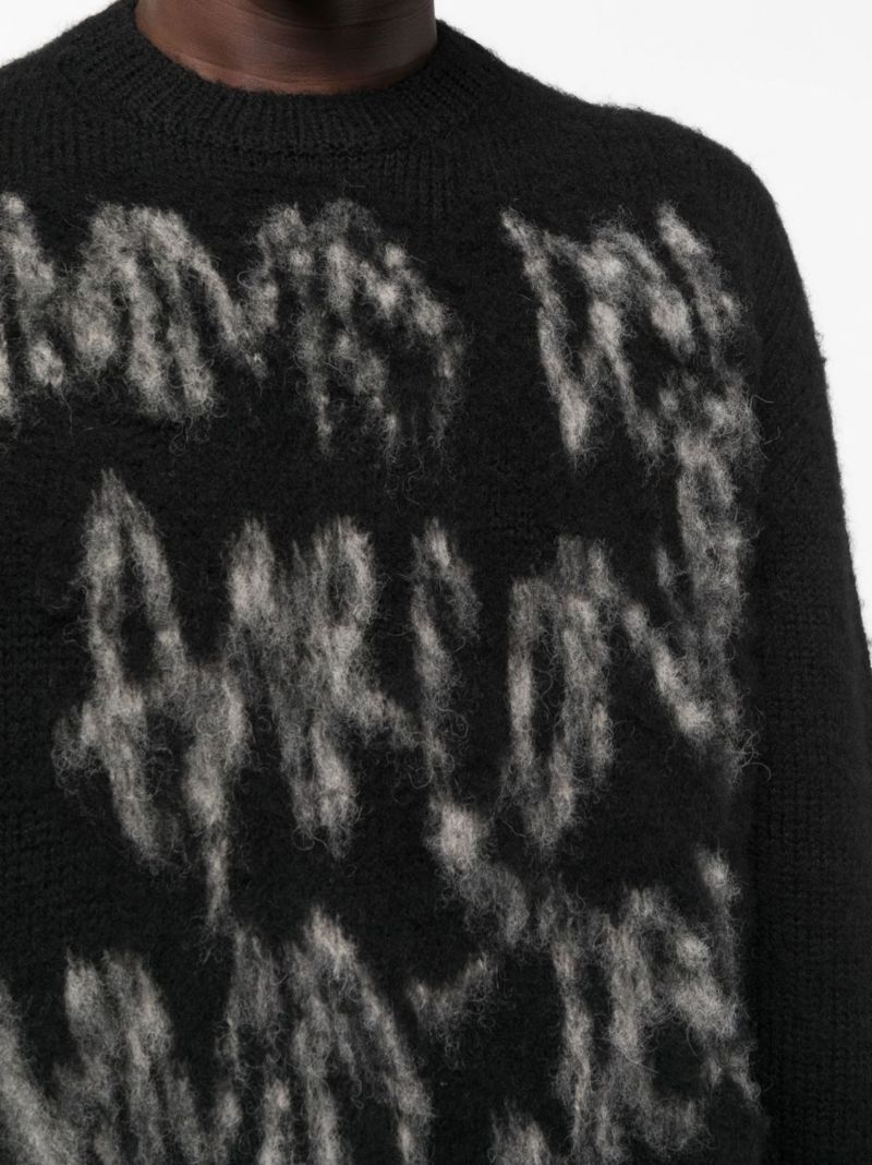 Black Logo Intarsia Wool Sweater