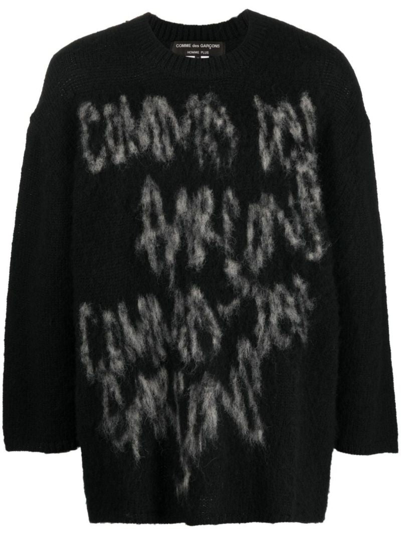 Black Logo Intarsia Wool Sweater